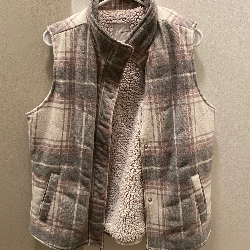 Thread & Supply Fuzzy Plaid Vest